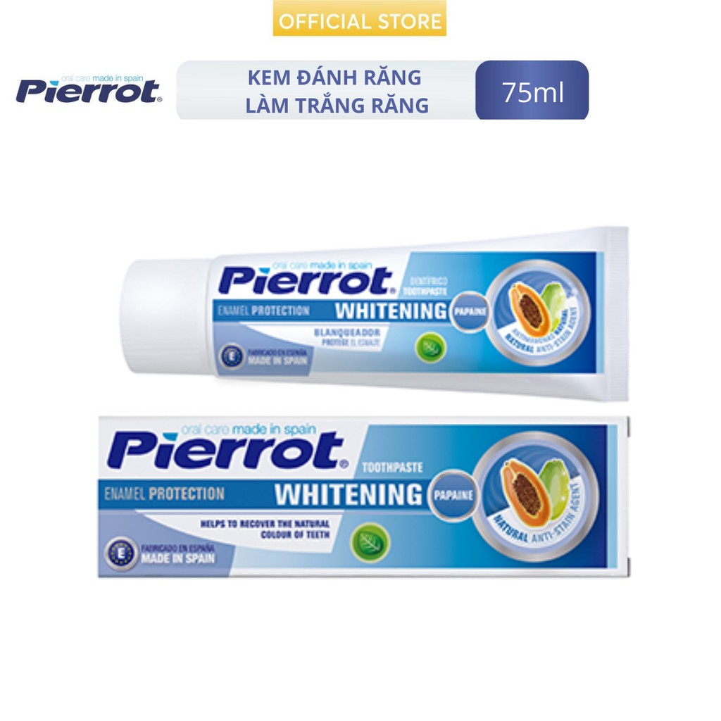 [ Tặng mặt nạ dưỡng da ] Kem đánh răng Pierrot làm Trắng răng 75ml