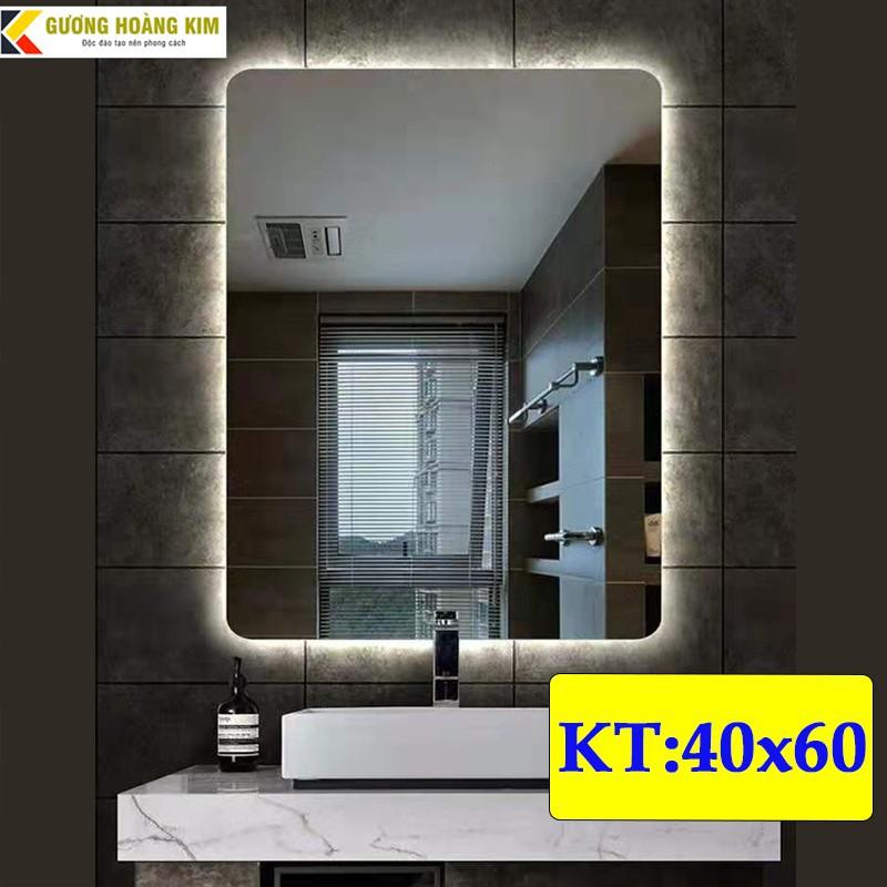 Gương led cảm ứng phòng tắm chữ nhật trang điểm treo tương không viền đèn led thông minh  kích thước 40x60 cm - mirror