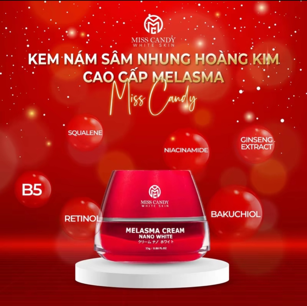 Combo 2 Kem Dưỡng Trắng Da Mờ Thâm Nám Sâm Nhung Hoàng Kim Cao Cấp Melasma Cream Nano White MISS CANDY 25g, Giúp Tái Tạo Da Bị Nhiễm Corticoid, Phục Hồi Làn Da Hư Tổn & Làm Săn Chắc Da - PHỤNG NGUYỄN