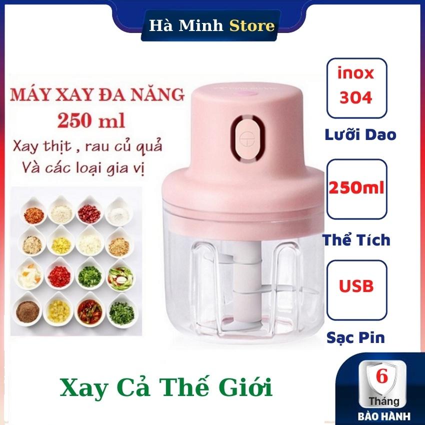 Máy Xay Mini Cầm Tay Sạc Pin Cao Cấp Dung Tích 250ML - Máy Xay Tỏi Ớt Cầm Tay Đa Năng