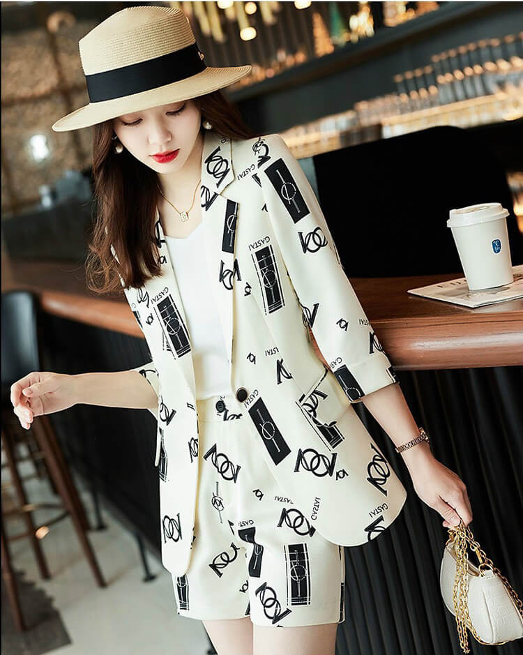 Sét vest 3 món họa tiết tay lỡ