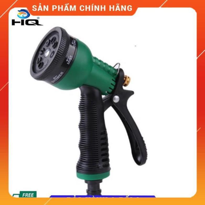 Vòi xịt rửa xe,Vòi phun nước tưới cây tăng áp thông minh 8 chế độ 815576-1 (cút vàng,nối xanh - dây xám)