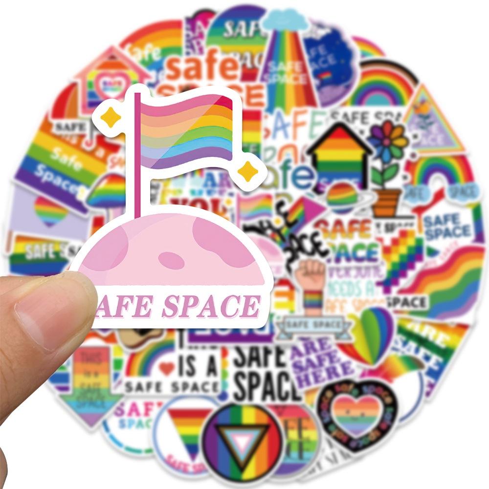 Set 50 Cái STICKER Cầu Vồng 7 Màu Chống Thấm Nước Trang Trí Điện Thoại , Laptop , Vali Siêu Nét