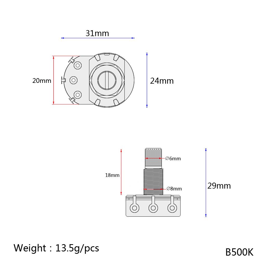 Sunnimix 10 Miếng Âm Thanh Chiết Áp Nồi Cho Guitar Điện Phần Bass B500K