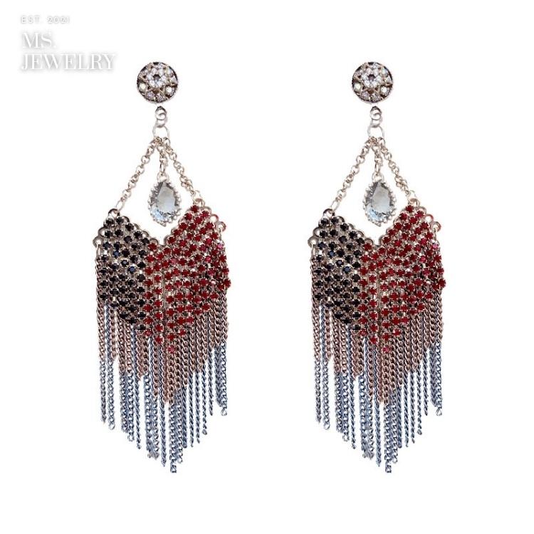 Khuyên Tai Dài Handmade Ms Jewelry Bạc S925 Đính Đá Phong Cách Cổ Điển