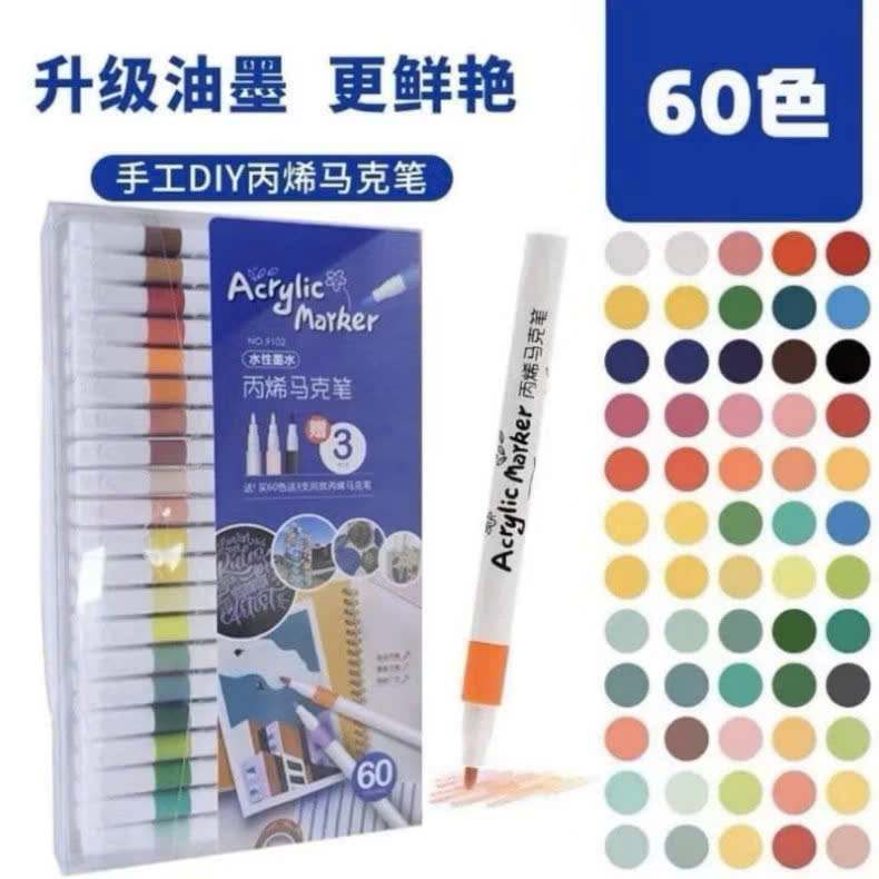 Bút Màu Acrylic Marker Tăng 50% Mực, Vẽ Trên Mọi Chất Liệu, Có Thể Vẽ Chồng Màu - HÀNG CHÍNH HÃNG MINIIN
