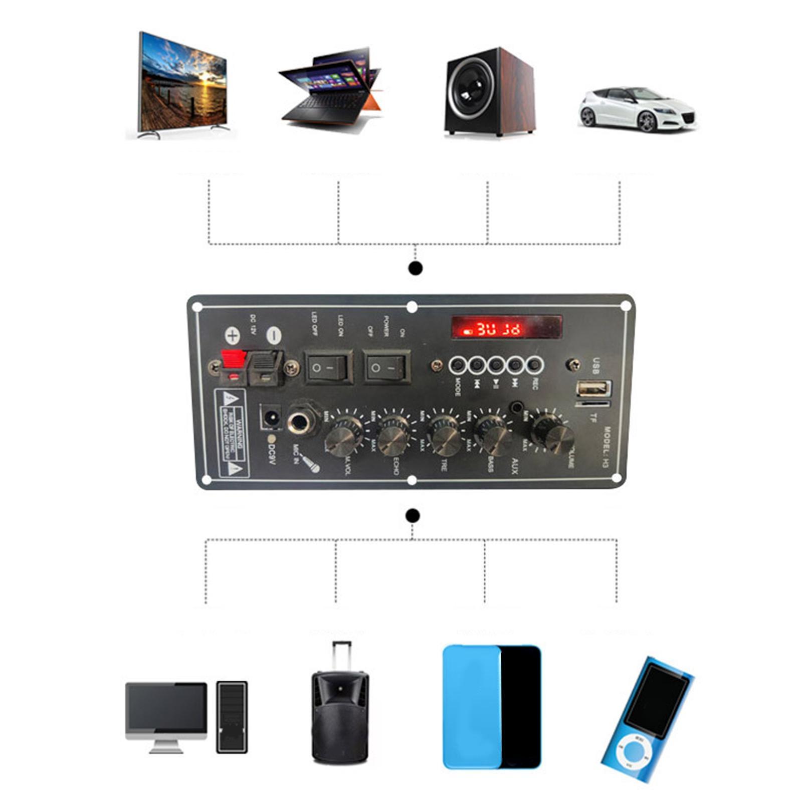 Audio Amplifier Board Microphone Bluetooth Amplificatore Performance Car FM Radio Module Subwoofer Adjustment for Notebook Car