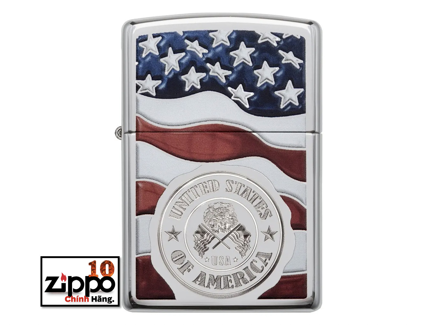 Bật lửa ZIPPO 29395 American Stamp on Flag - Chính hãng 100%