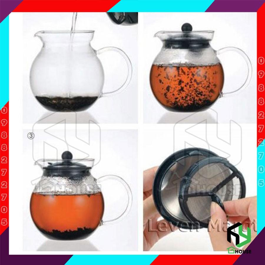 Bình trà thủy tinh siêu chịu nhiệt rót nước sôi không bể vỡ Nhật Bản - 640ml KT894TBK