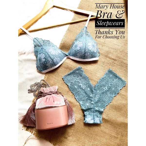 SET BRALETTE REN MÚT NGỰC QUẦN Y XANH 10p