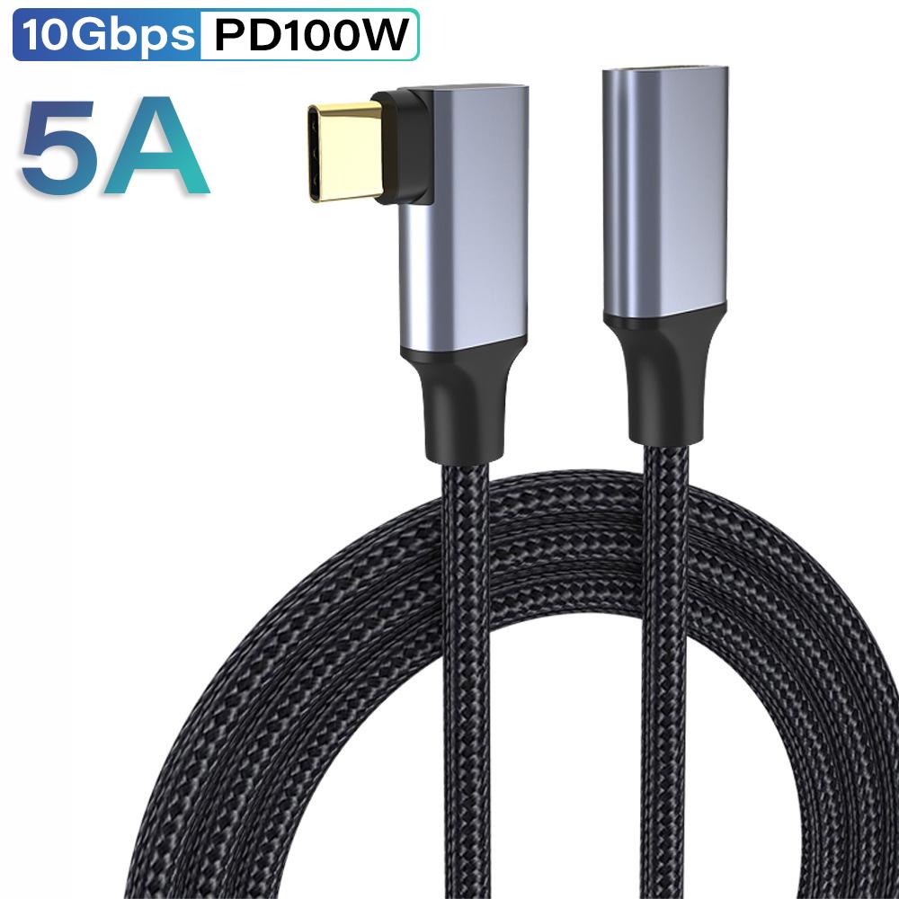 Cáp mở rộng 5A USB C Loại C 3.1 PD100W Sạc nhanh Bộ mở rộng cáp từ đầu đực sang đầu cái Khuỷu tay 90 độ Đầu nối USB C góc phải Màu sắc: Kiểu góc phải