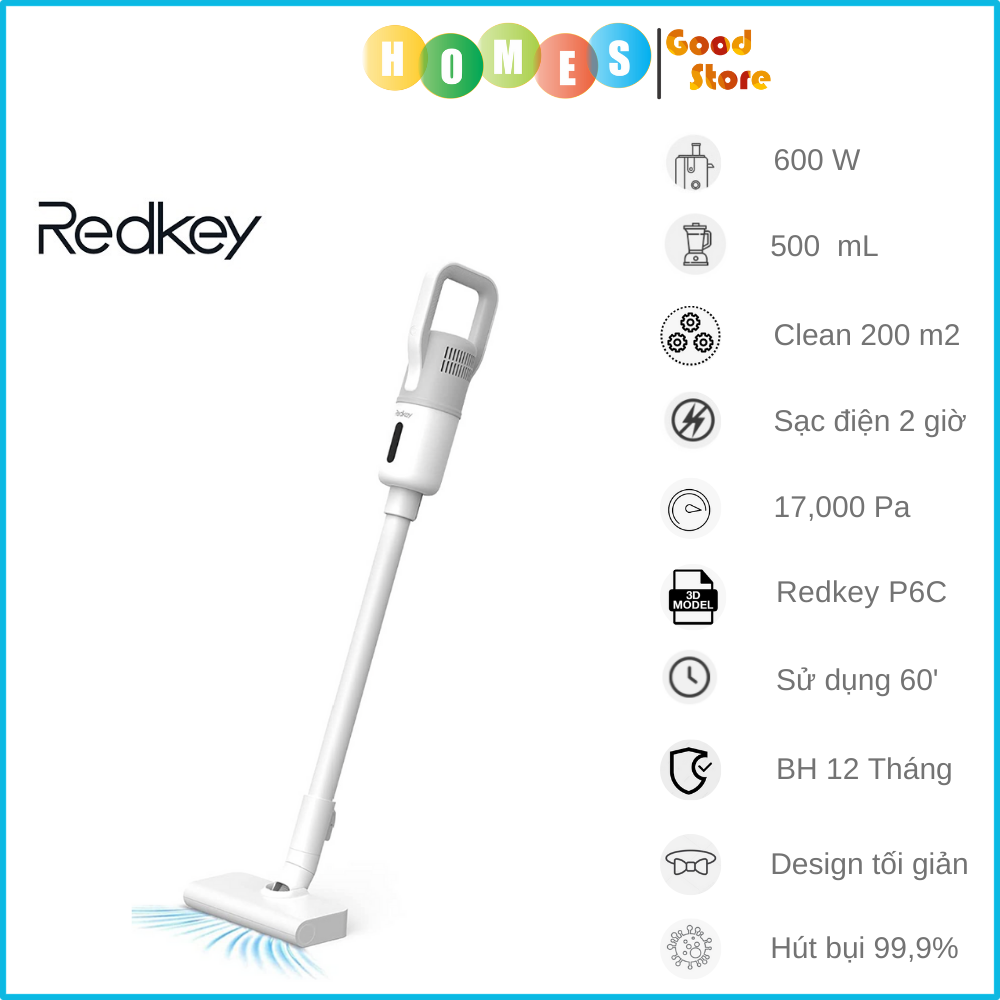 Máy Hút Bụi Không Dây Cầm Tay XIAOMI REDKEY P7 Lực Hút 22.000 Pa Công Suất 250 W - Hàng Chính Hãng