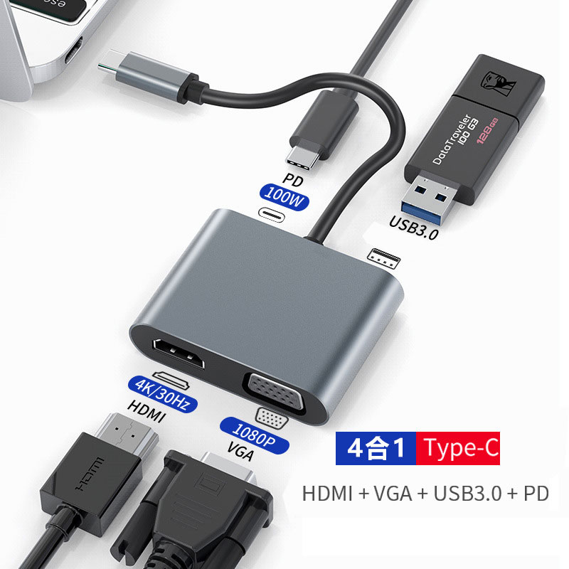 Hub Chuyển Đổi USB TypeC Ra Cổng HDMI / VGA / LAN Rj45 / USB / PD/SD/TF SeaSy, Cổng Chuyển Đổi TypeC Ra HDMI 4K, Cổng VGA 1080 P, Cổng Lan Rj45, Cổng USB 3.0, Cổng Sạc PD 100W, Cổng SD/TF, Dùng Cho Macbook/Ipad/Surface/Laptop/Điện Thoại – Hàng Chính Hãng