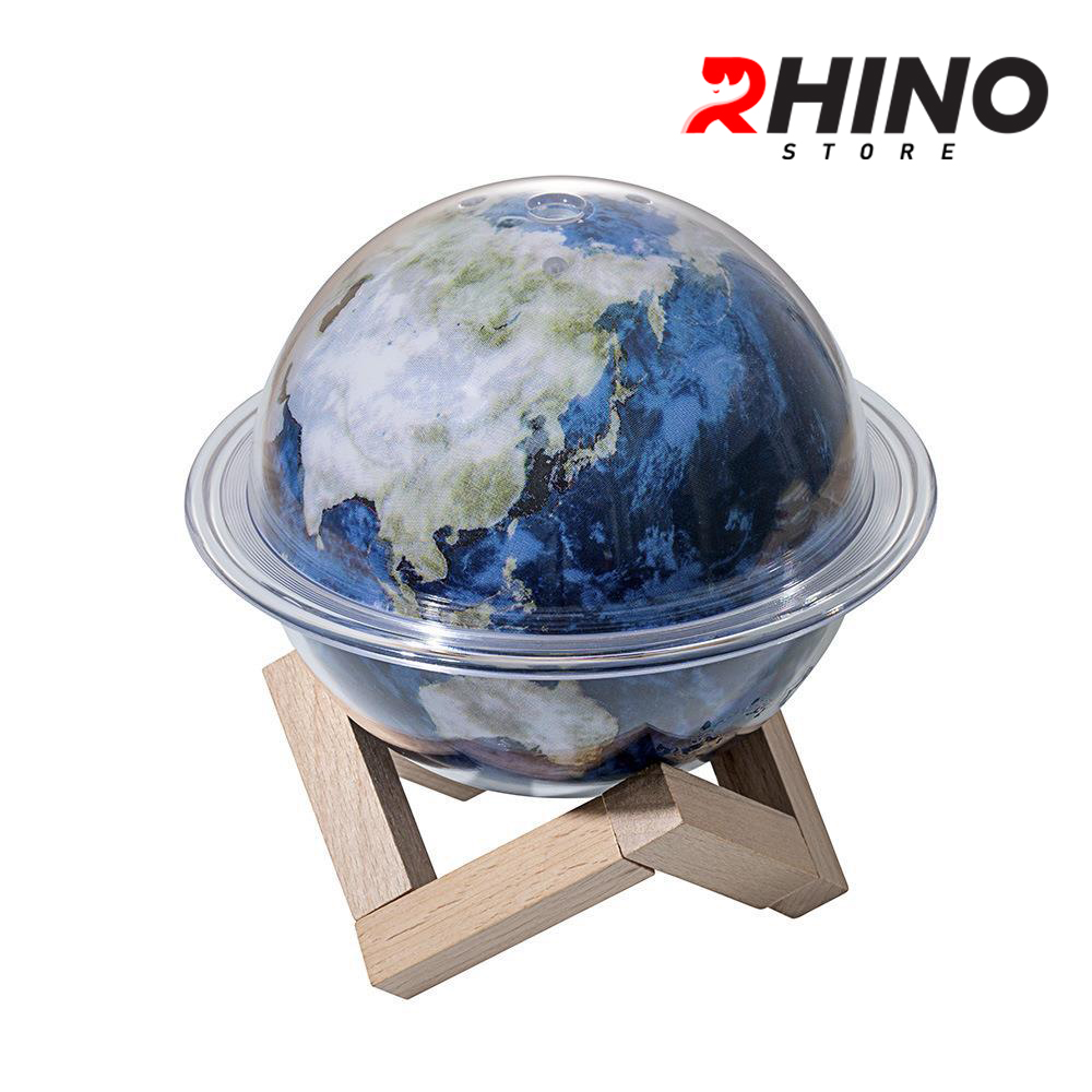 Máy phun sương tinh dầu tạo ẩm Rhino H303 hình trái đất, dung tích 330ml, nhiều màu nhỏ gọn - Hàng chính hãng