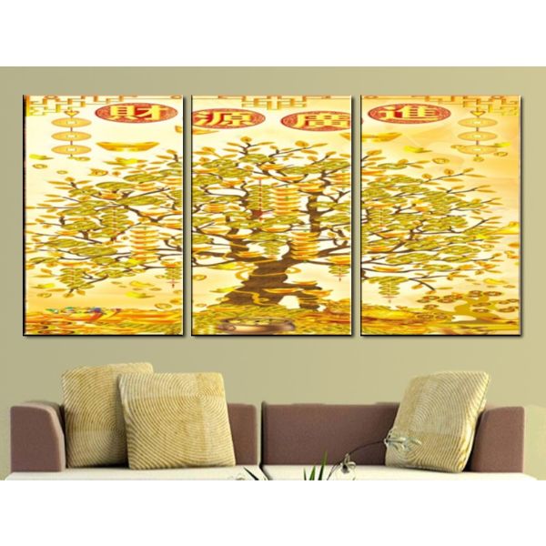 Tranh Treo Tường Hiện Đại Phòng Khách - Kim Tiền T3M---10950