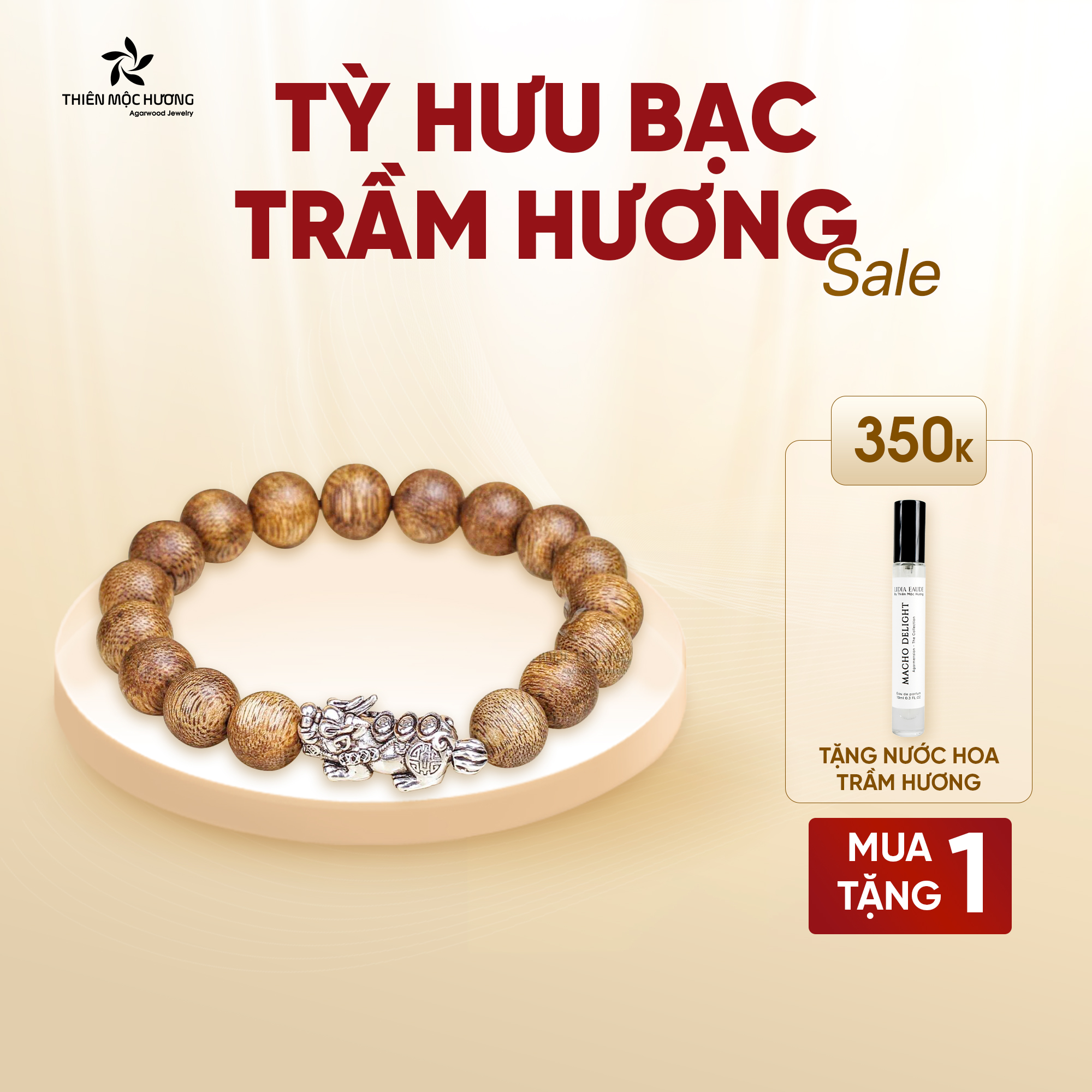 Vòng Tay Trầm Hương Tỳ Hưu Bạc Thái - Thiên Mộc Hương 