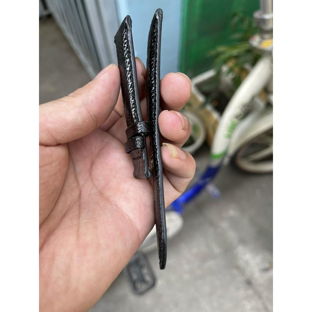Dây đồng hồ nam nữ da đà điểu, dây đồng hồ da thật màu đen size 18, 20, 22 Tặng kèm đầy đủ khóa, chốt và tool thay dây