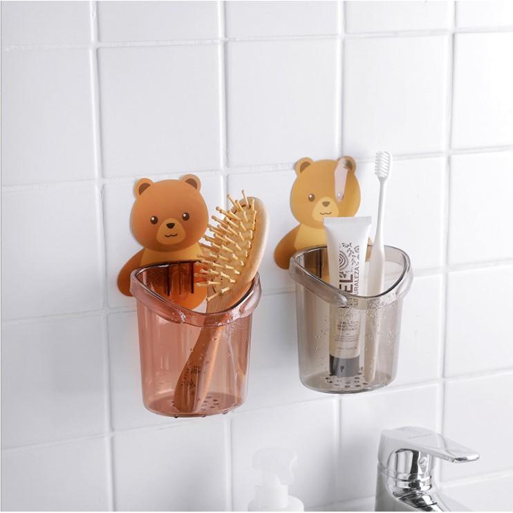 Cốc gấu đựng bàn chải kem đánh răng, Cốc gấu dán tường siêu dính