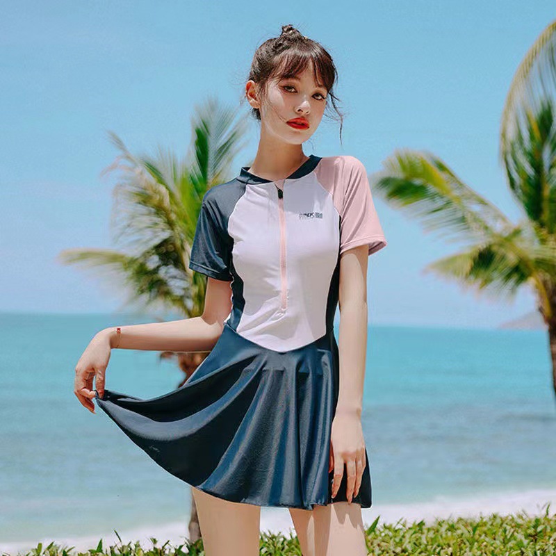 Đồ bơi nữ kín đáo che bụng dạng váy xoè màu sắc đẹp trang nhã
