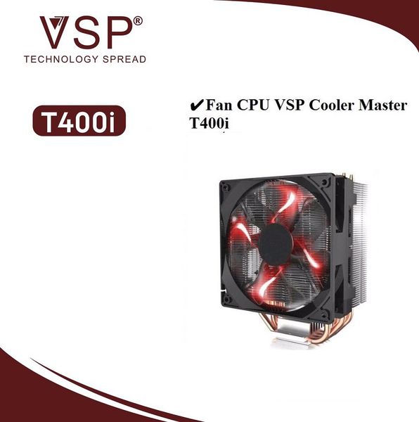 Quạt tản nhiệt VSP Fan LED T400i (Tản 4U, kích thước 12cm, màu Đen) - Hàng chính hãng