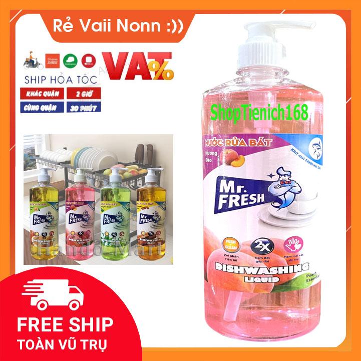 [SIÊU SẠCH] Nước rửa chén đậm đặc van nhấn Mr Fresh 800ml (Đào, Cam, Trà Xanh, Quế)