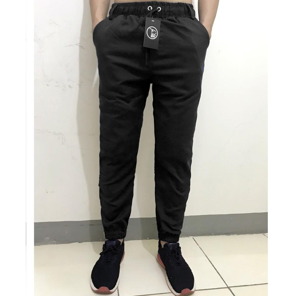 Quần jogger nam nữ vải kaki co giãn ống bó khóa zip cá tính