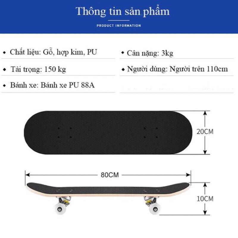 Ván Trượt Skateboard Gỗ Phong 7 Lớp , Mặt Nhám Cao Cấp, Ván Trượt Thể Thao Chuyên Nghiệp