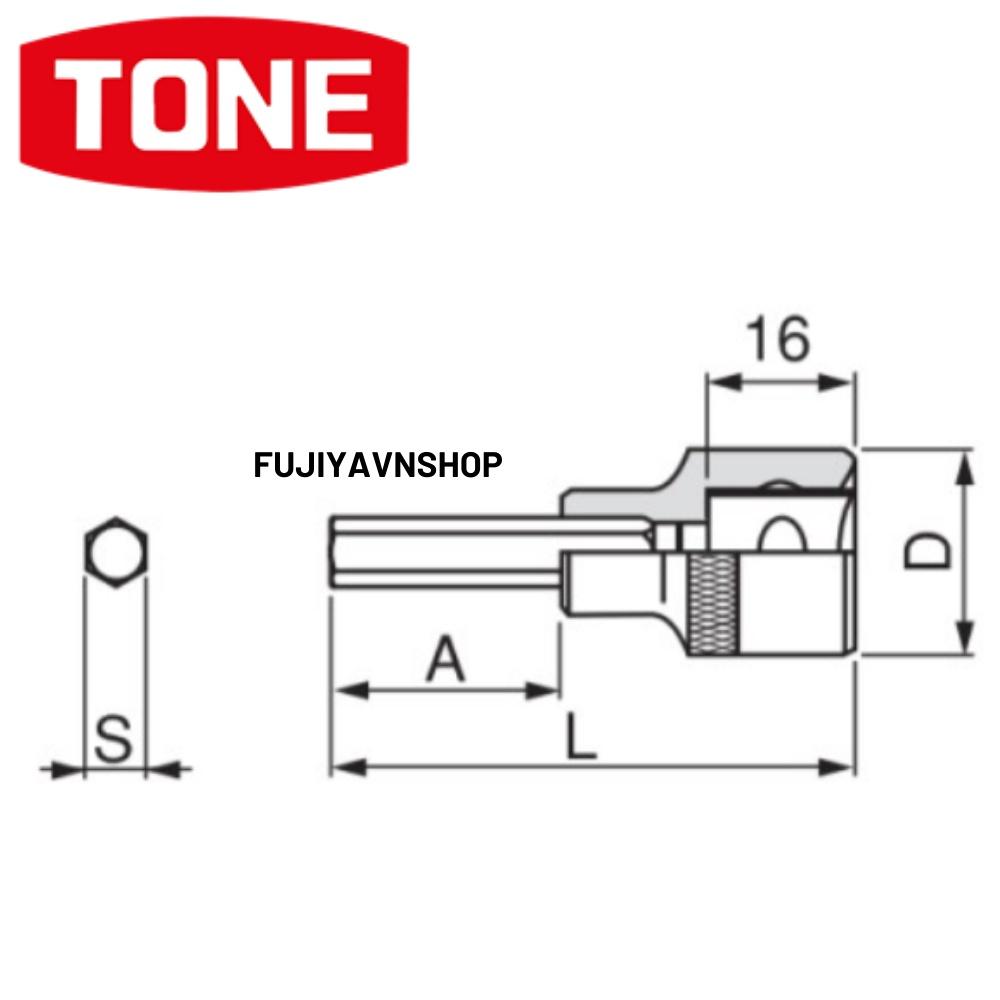 Đầu khẩu lục giác dài Tone HP4H-08 (1/2'') ra đầu lục giác 8mm