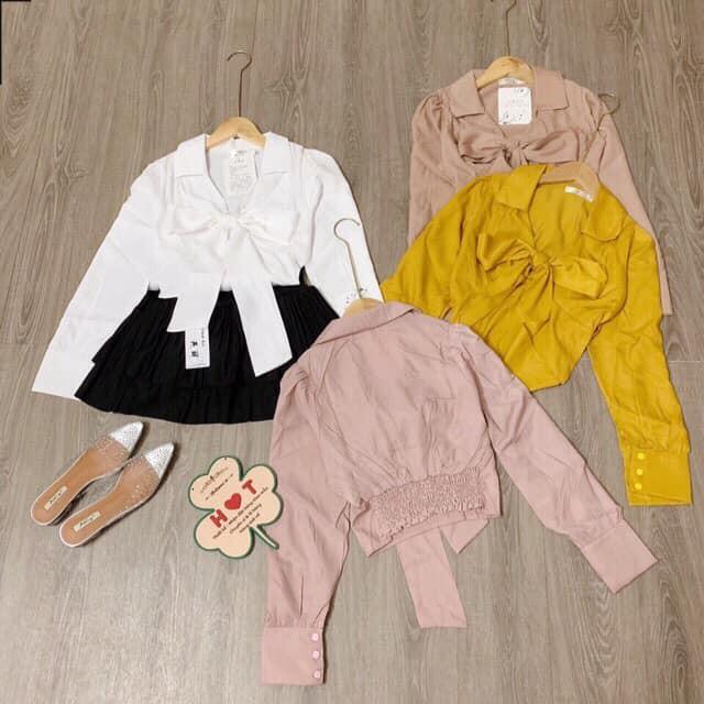 Áo sơ mi nơ cổ chun lưng