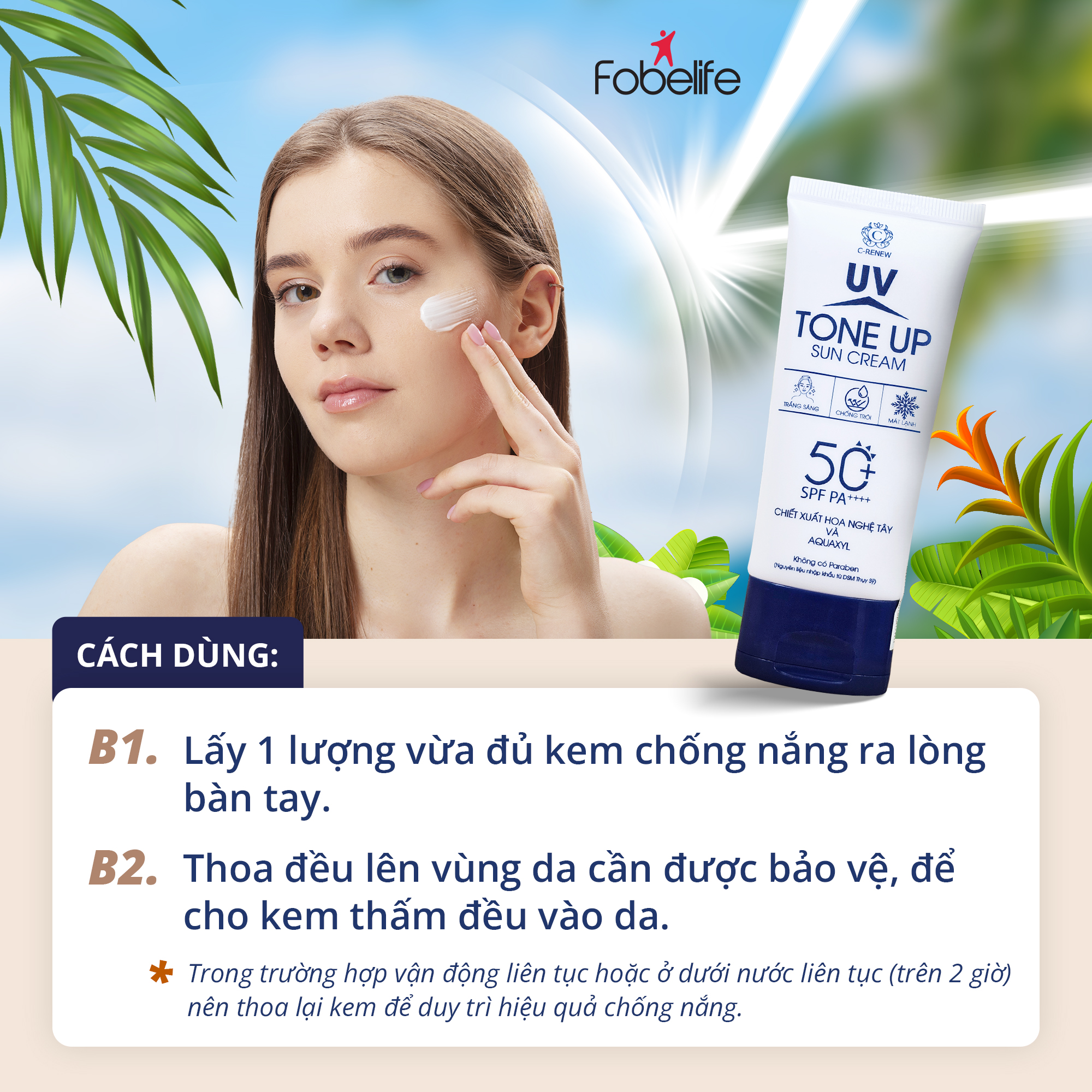 Kem Chống Nắng C-RENEW Chiết Xuât Hoa Nghệ Tây, Nâng Tông, Kiềm Dầu, Chống UV Tone Up Sun Cream - Tuýp 50g