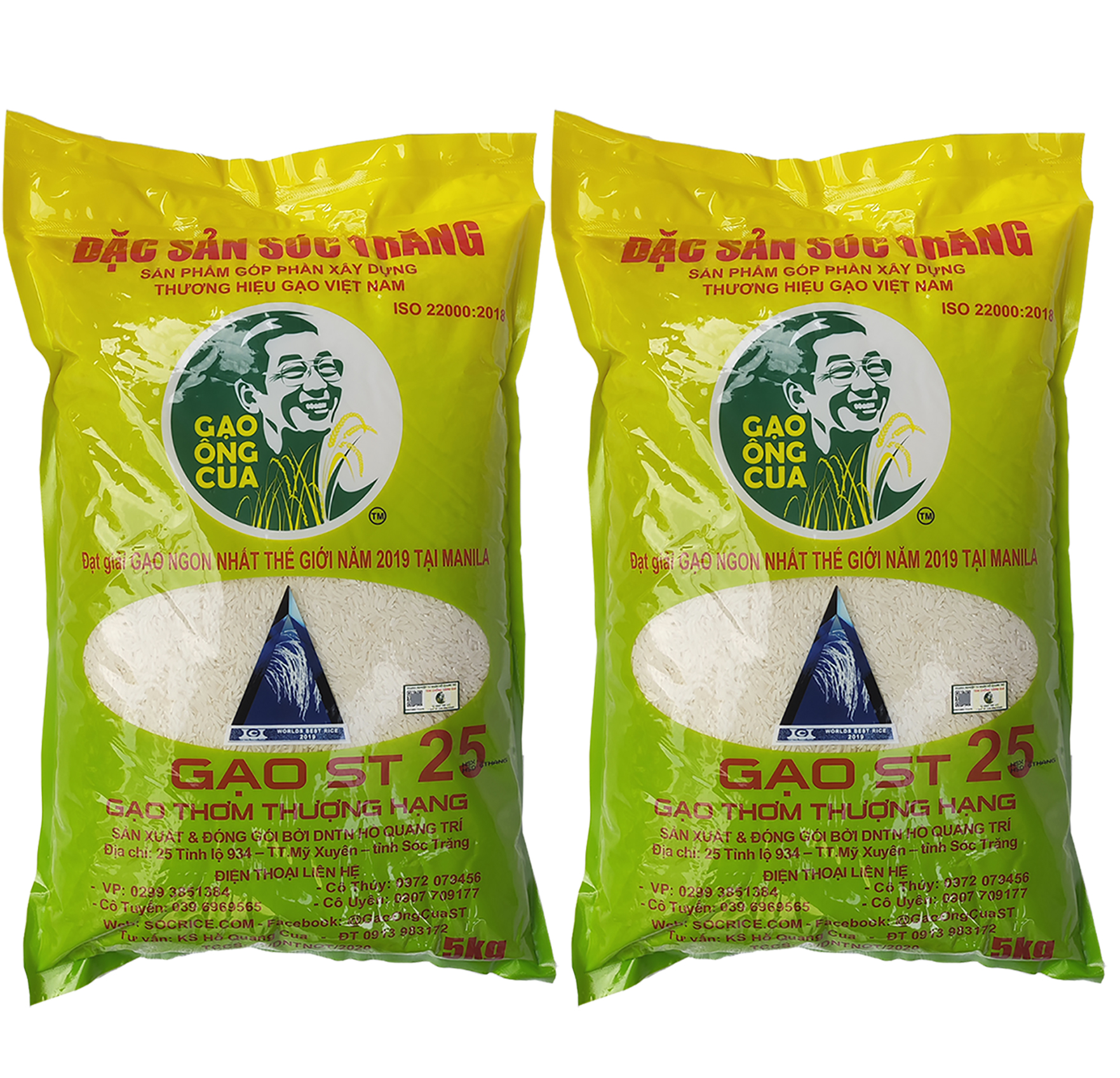 Combo 2 Sản Phẩm Gạo  ST25 Túi 5Kg - Gạo Ông Cua, Đặc Sản Sóc Trăng