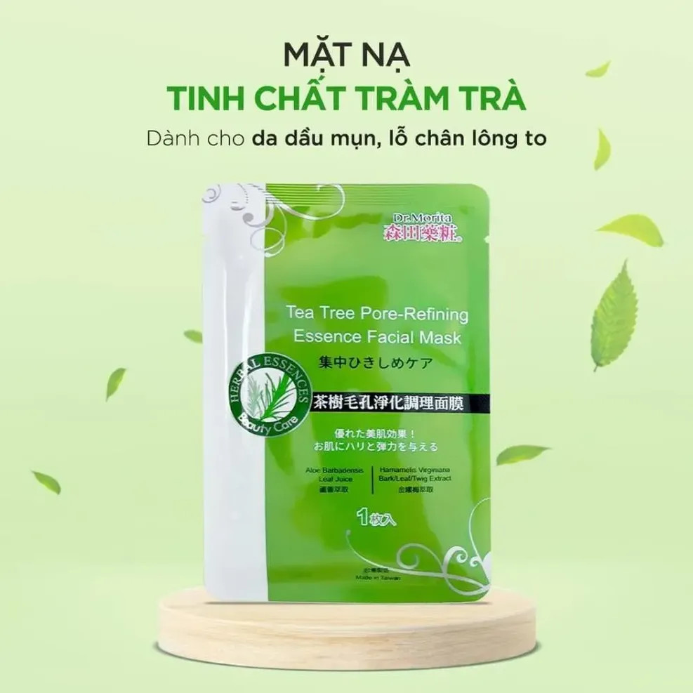 Hộp 7 Mặt Nạ Làm Dịu Da Chiết Xuất Tràm Trà Dr.Morita Tea Tree Pore-Refining Essence Facial Mask 25g x7