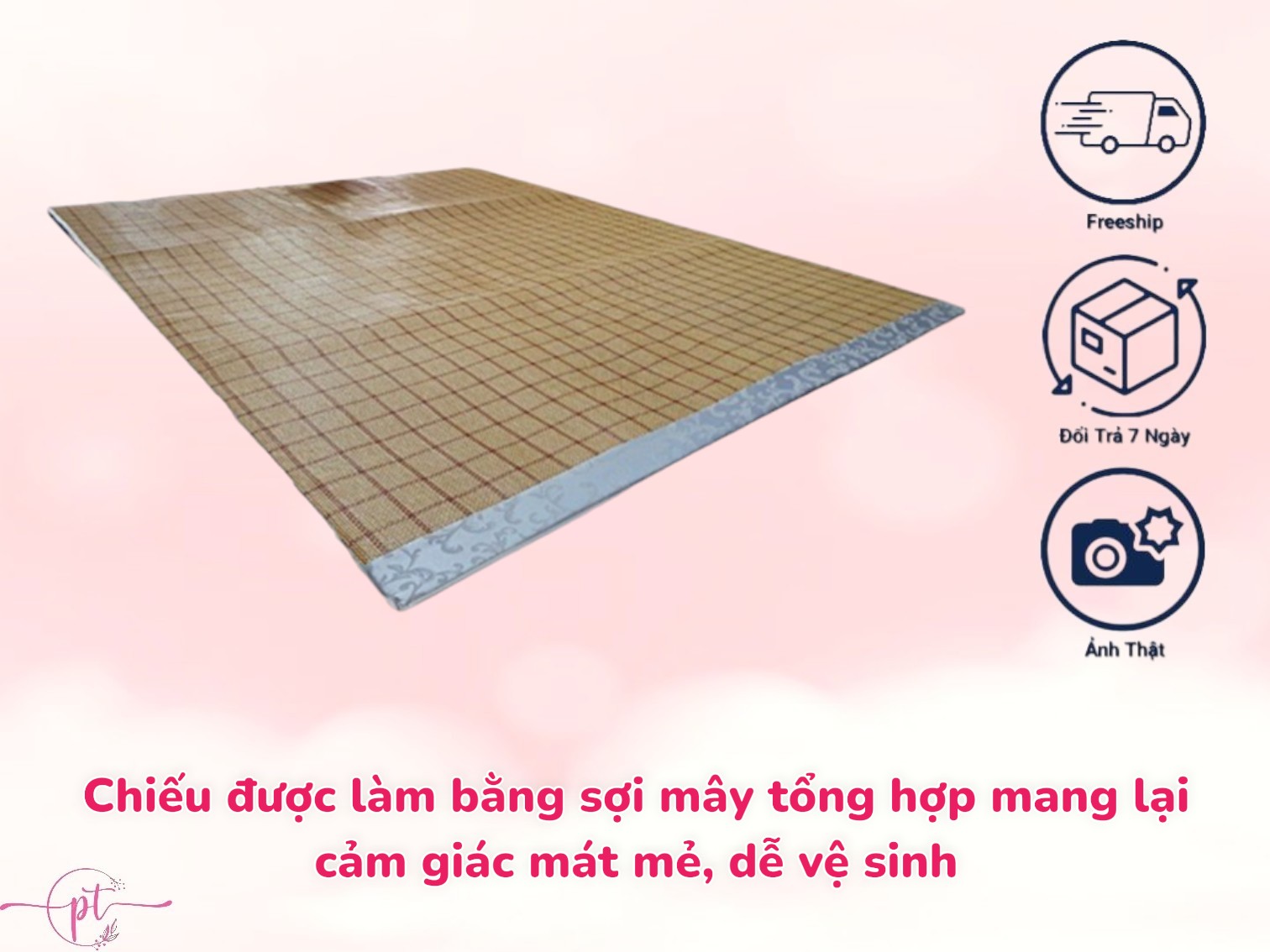 Chiếu Điều Hòa Sợi Mây Tổng Hợp Có Lớp Mút Foam Dày 5cm Đủ Size Thoáng Mát Và Êm Ái