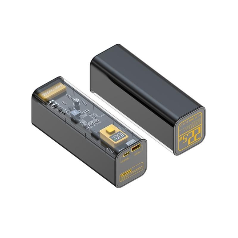 8 cái 21700 PD 22.5W Pin Power Bank Sạc pin polymer nhanh Màu LCD: Đen