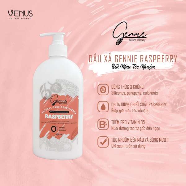 Dầu Xả Gennie Natural Care Chiết Xuất Raspberry Dành Cho Tóc Nhuộm Và Tóc Highlight 400ml Chính Hãng