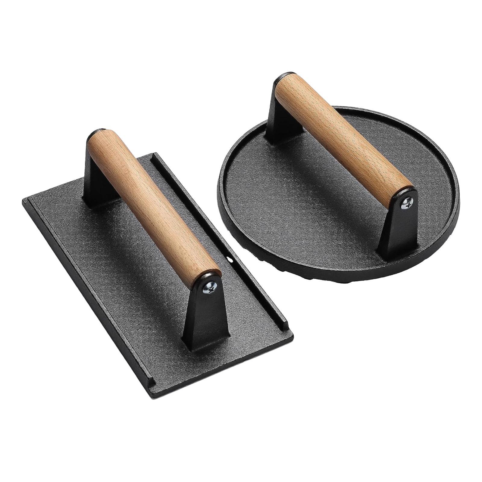 2Pcs Grill Press Patty Meat Press Tool for Outdoor Press Meat Steak Barbecue