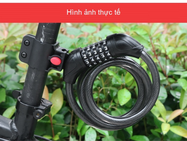 Khóa dây mật khẩu chống trộm xe máy, xe đạp