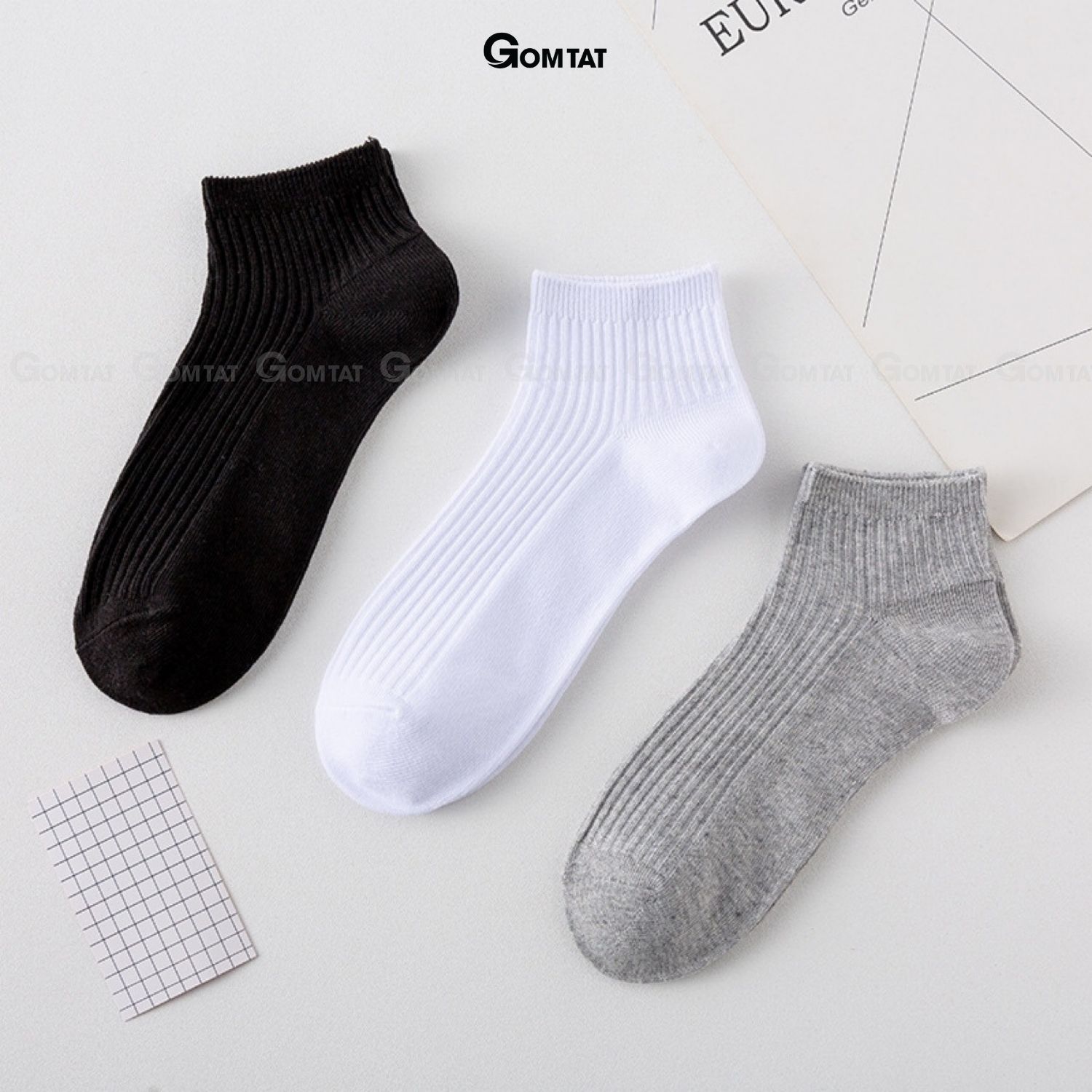 Combo 5 đôi tất nam cổ ngắn gân chìm, vớ nam ngắn cổ chất liệu cotton hút ẩm thoáng khí -FIVE-TAY10-NGAN-CB5