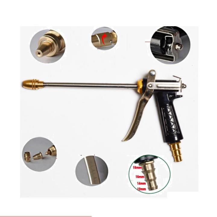 ️ Bộ dây vòi xịt nước rửa xe, tưới cây . tăng áp 3 lần, loại 20m 206318 đầu đồng, cút đồng