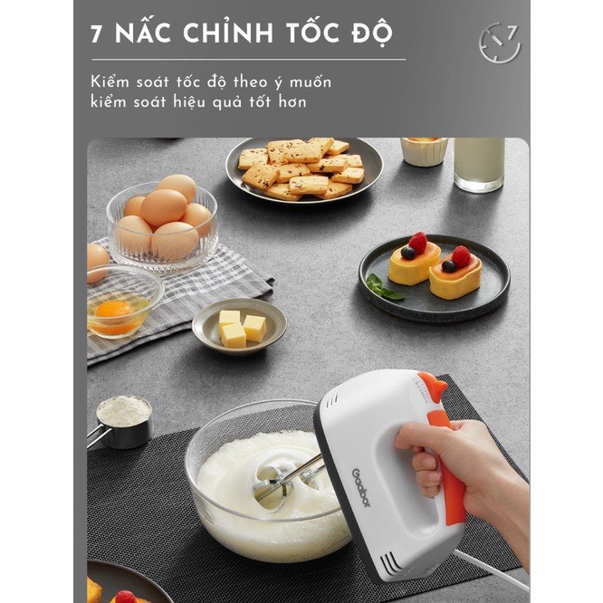 Máy đánh trứng cầm tay GAABOR GE-M01A 7 tốc độ - Thép không gỉ bền bỉ