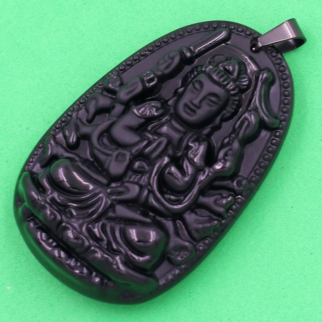 Mặt dây chuyền Thiên Thủ Thiên Nhãn đen 3.6 cm kèm hộp nhung