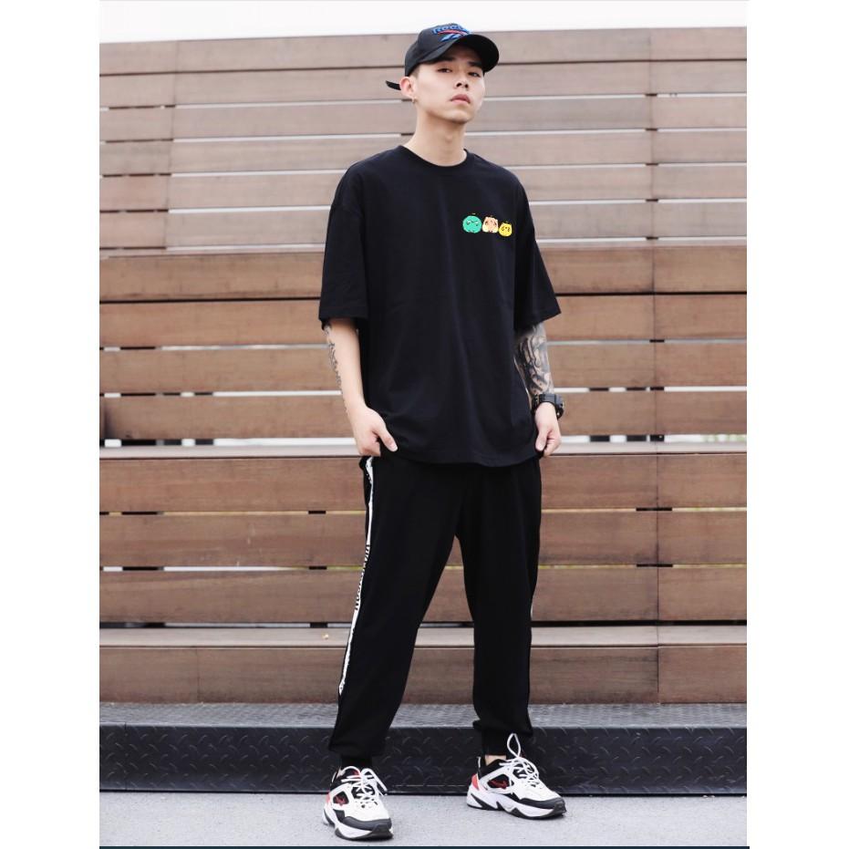 Áo Phông Tay Lỡ 3 Gấu Béo Vàng - Đen Dáng Unisex