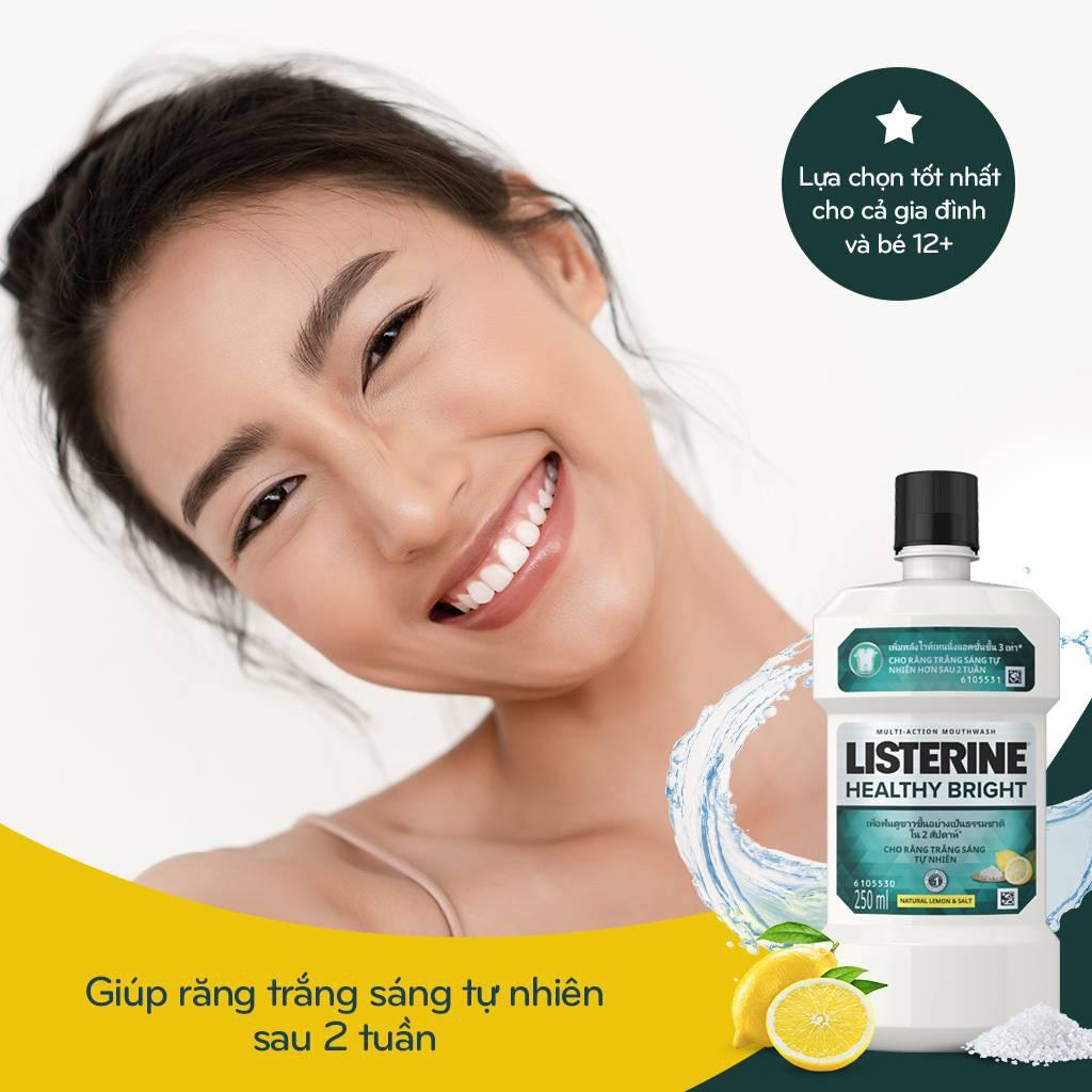 Nước súc miệng Listerine giúp răng trắng sáng tự nhiên Healthy Bright