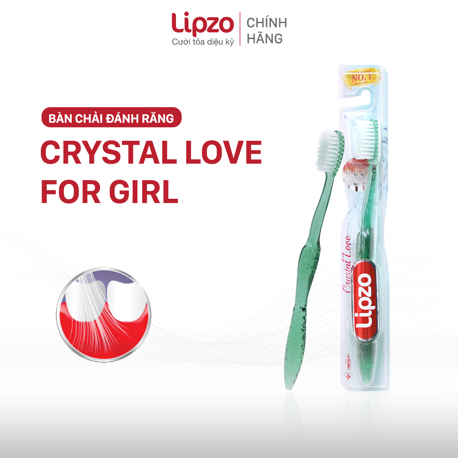 Bàn Chải Đánh Răng LIPZO Crystal Love For Girl Công Nghệ Lông Nở Kết Hợp Chỉ Tơ Nha Khoa Dành Cho Nữ Giới