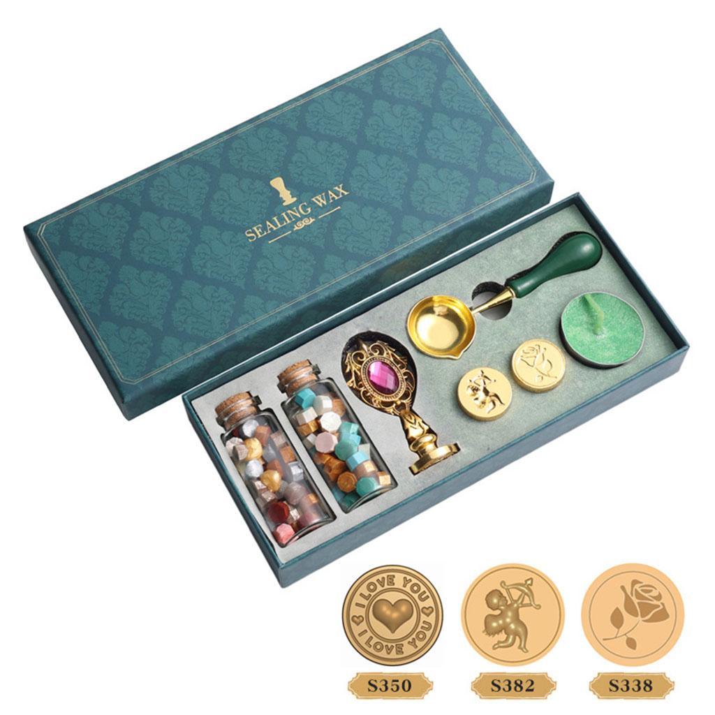 2x Retro Sealing Wax Set with Gift Box for Wedding Invitation Letter Card