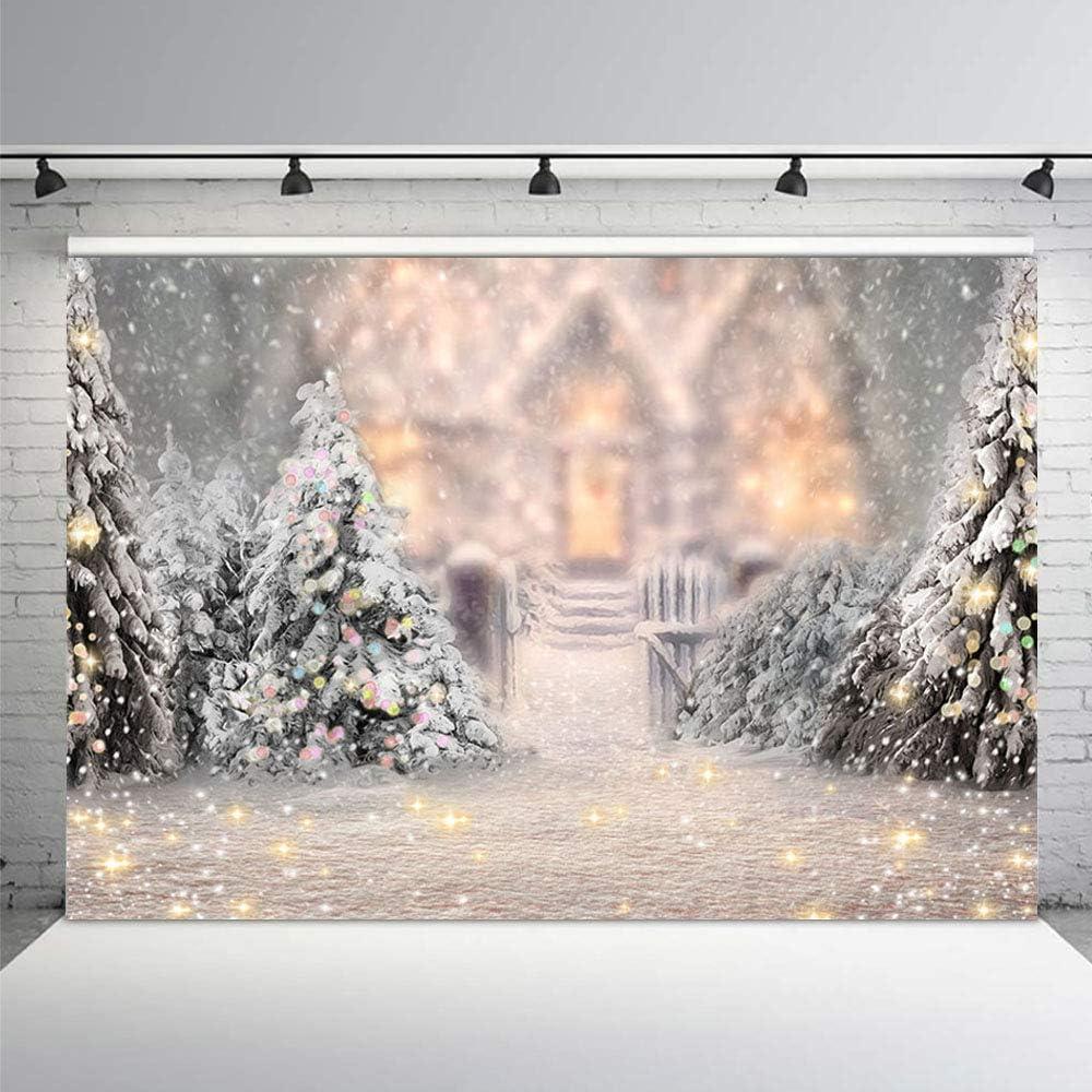 Phông Nền Chụp Ảnh Cây Thông Noel Và Bông Tuyết - 2.5 x 1.8m