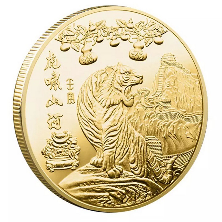 Xu Hình Con Hổ Gầm Của Hongkong, Dùng trưng bày trong nhà, trên bàn sách, bàn làm việc, làm quà tặng độc lạ ý nghĩa, kích thước 4cm, màu vàng - TMT Collection - SP005341