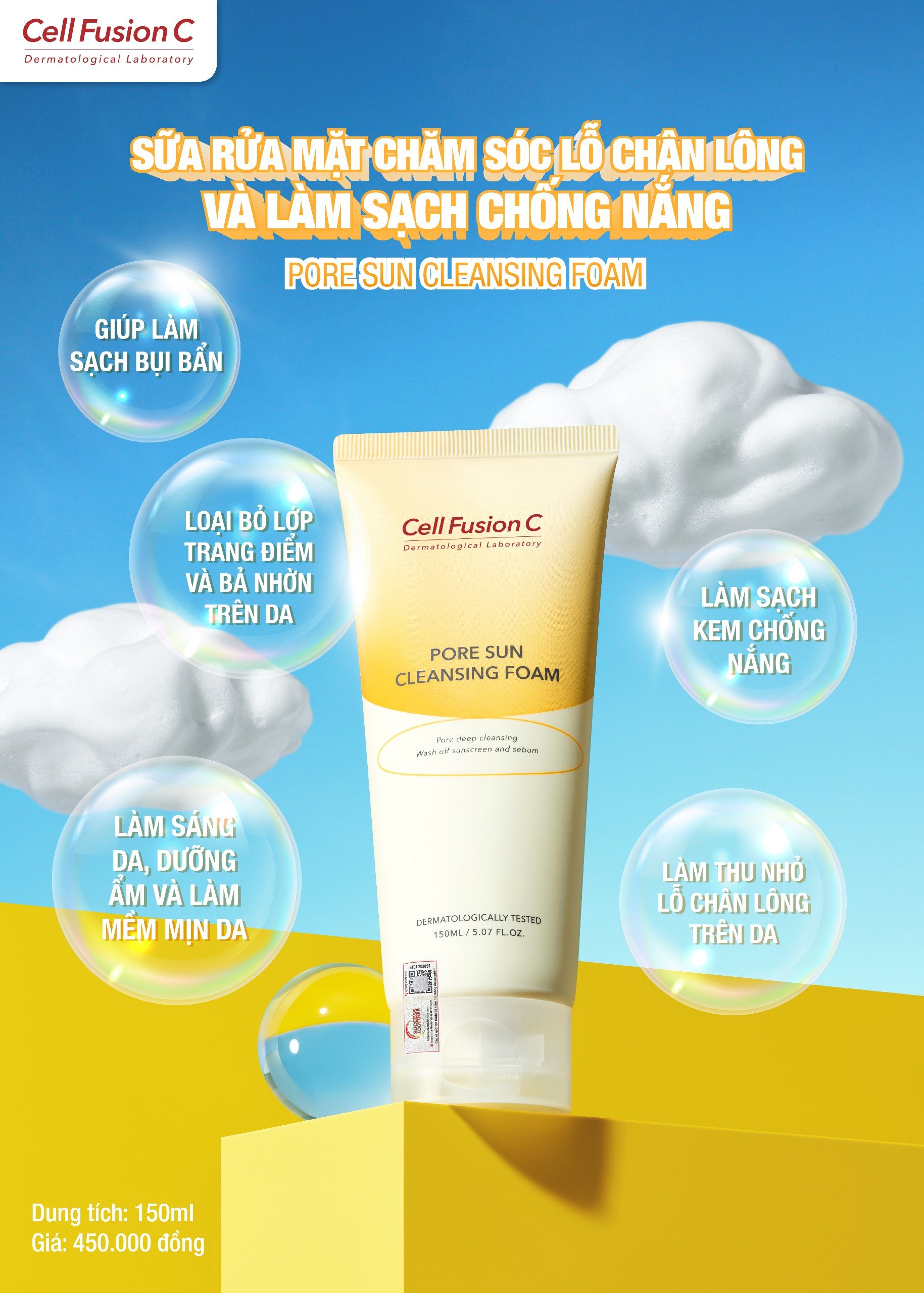 Sữa Rửa Mặt 5 trong 1 Pore Sun Cleasing Foam Cell Fusion C