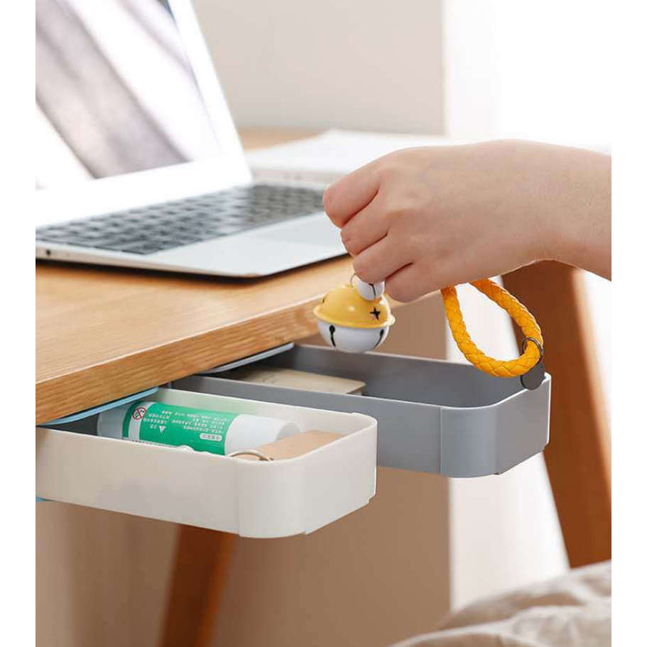 Ngăn kéo di động dán dưới bàn đựng vật dụng 22x9.5x3.5cm - màu ngẫu nhiên