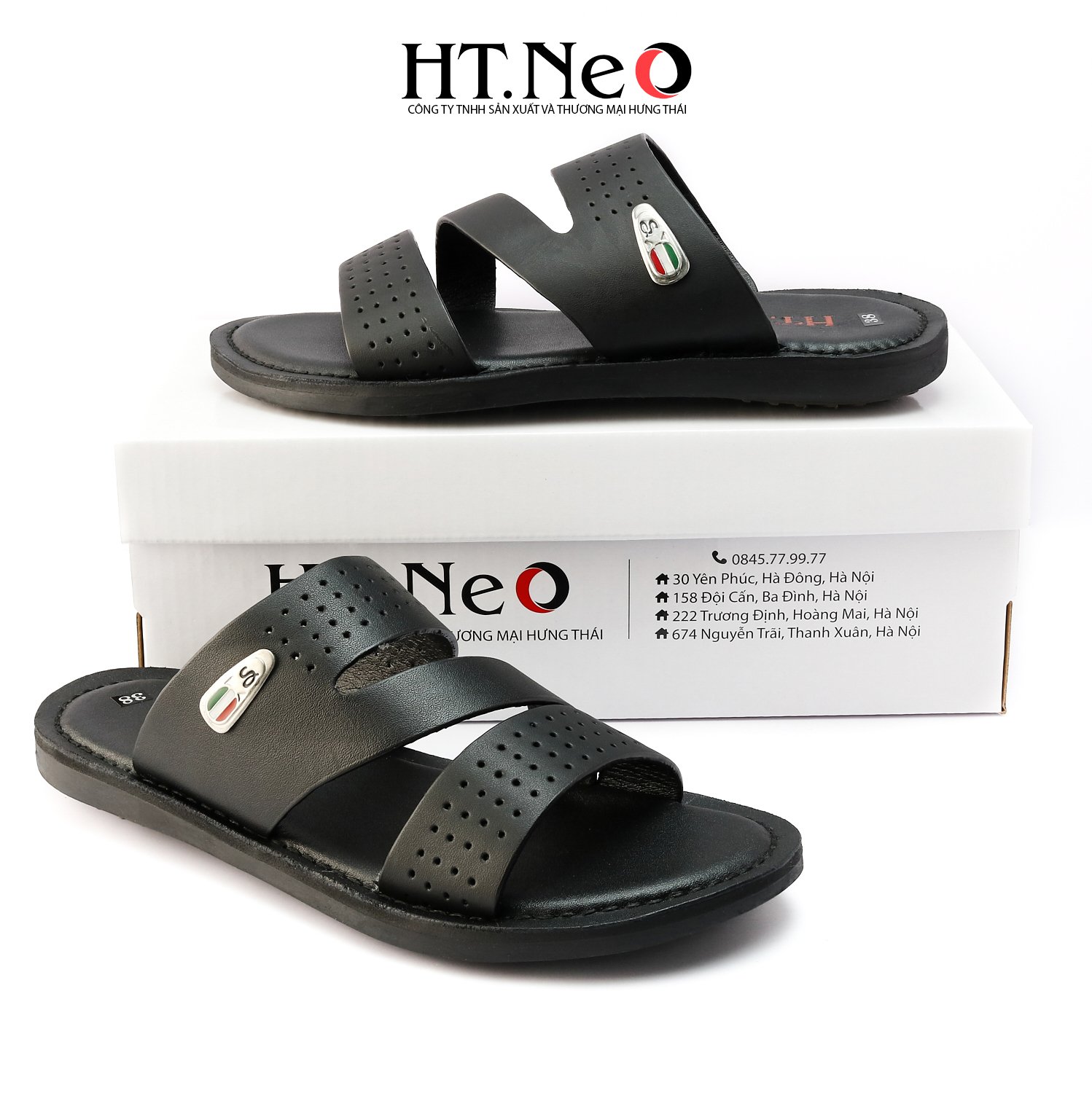 Sandal nam HT.NEO, da cao cấp, thiết kế đơn giản, trẻ trung, da cao cấp, đi êm chân SD134